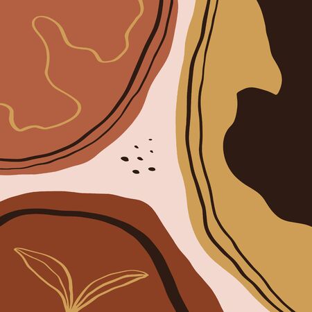 Terracotta Art Print Abstract Modern Digital Painting Fashion Scandinavian Style Color Abstraction Poster Contemporary Print Burnt Orange Vector Illustration Clipartのイラスト素材