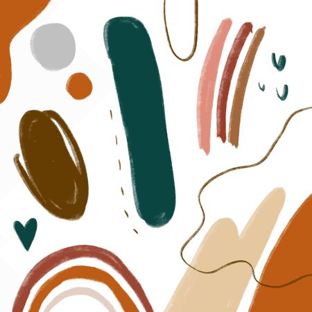 Modern Abstract Spots Shapes Terrae Modern Nursery Scandinavian Texture Poster Terracotta Art Print Painting Fashion Color Abstraction Contemporary Burnt Orange Vector Illustration Clipart 2020 trendのイラスト素材