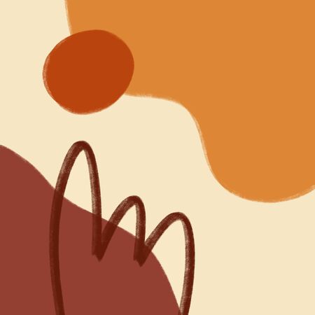 Terracotta Art Print Abstract Modern Landscape Morocco Desert Digital Painting Style Color Abstraction Poster Contemporary Print Burnt Orange Vector Illustration Clipartのイラスト素材