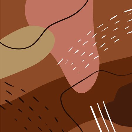 Artistic Modern Terracotta Palette Background Brush Texture Handdrawn Graphic Terrazzo Elements Tile And Abstract Lines And Shapes Stylish Poster Vector Clipartのイラスト素材