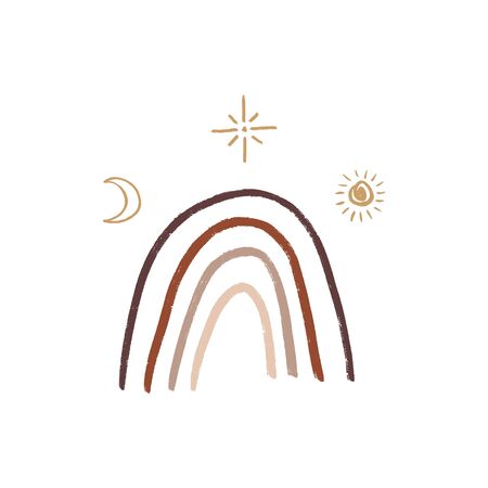 Modern abstract rainbow shapes vector. Pastel terracotta colors paletteのイラスト素材