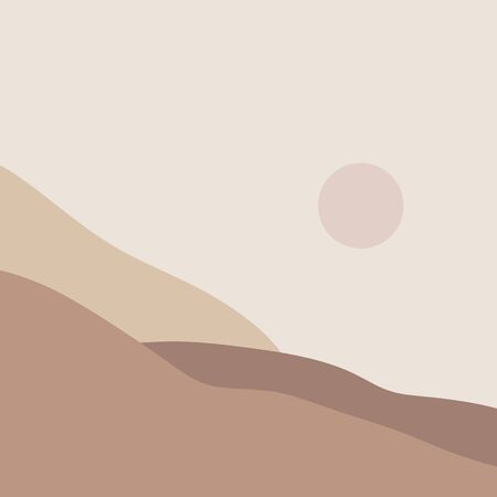 Minimalist abstraction with leaf and geometric shapes. Contemporary scandinavian style. Flat design collage pastel color composition. Good for posters, postcards, social media banners and post templates. Vector illustrationのイラスト素材