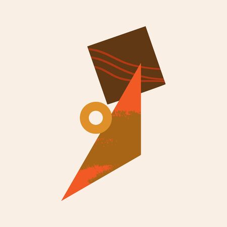 Terracotta abstract art print. Modern geometric digital painting. Scandinavian style poster. Contemporary abstraction in vector.のイラスト素材