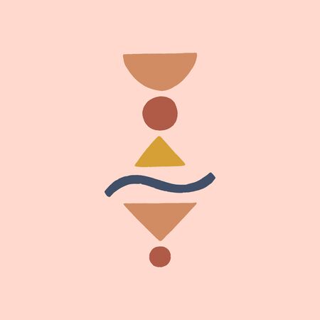 Modern terracotta abstract art print. Vector smooth shapes illustration. Warm earthly palette.のイラスト素材