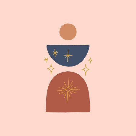 Modern terracotta abstract art print. Vector smooth shapes illustration. Warm earthly palette.のイラスト素材