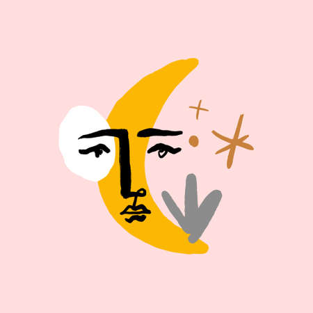Line modern minimalist woman face art design print.のイラスト素材