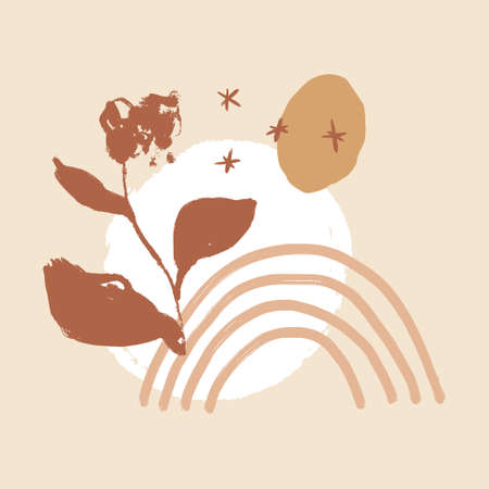 Modern art abstract floral composition. Contemporary design. Home minimalist poster.のイラスト素材