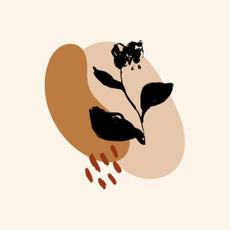 Modern art abstract floral composition. Contemporary design. Home minimalist poster.のイラスト素材