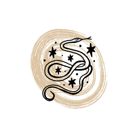 Boho minimalist snake, line art print boho serpent animal line art poster, home decorのイラスト素材