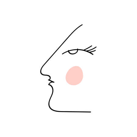 Simple abstract face portrait. Linear Ink brush. Line art current contemporary continuous painting. Modern fashion style abstraction poster.のイラスト素材