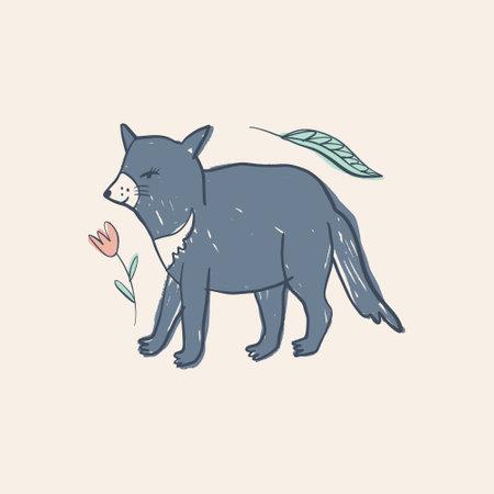 Cute baby Tasmanian devil Australian animal cartoon doodle kids style drawing.のイラスト素材