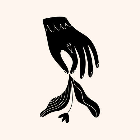 Hand art. Folk rural rustic fairytale Scandinavian style, hygge and lagom design. Nordic scandi decor elements.のイラスト素材