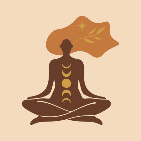 Yoga girl moonchild vector illustration sacred woman wellness artのイラスト素材