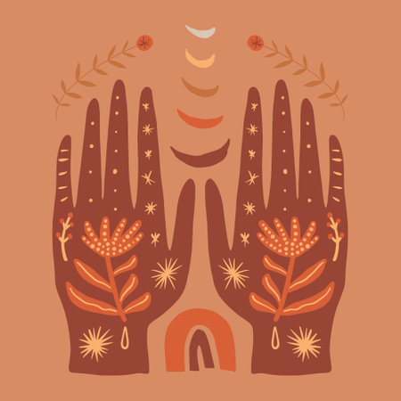 Reiki hand energy magical hands vector illustrationのイラスト素材