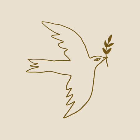 Dove of peace pigeon bird boho handdrawn style vector illustration artのイラスト素材