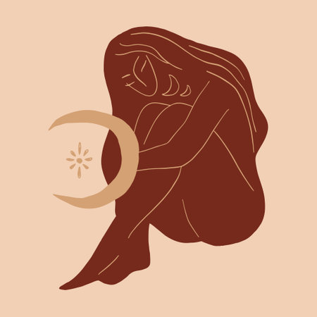 Boho sacred magic meditating woman vector illustrationのイラスト素材