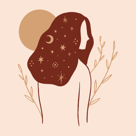 Boho sacred magic meditating woman vector illustrationのイラスト素材