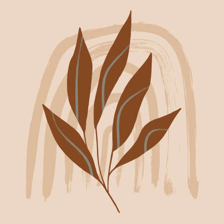 Terracotta meditation hand drawn flat design boho wall artのイラスト素材