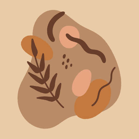 Warm boho floral shapes terracotta modern vector illustration abstract decorのイラスト素材