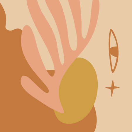 Terracotta coral art print, abstract modern digital painting warm earthy color abstraction, cozy boho home poster, contemporary burnt orange vector Illustration, editable clipart.のイラスト素材