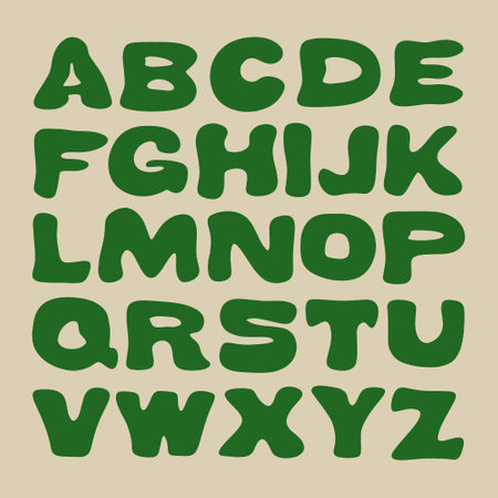 Hippie bohemian groovy postmodern funky font alphabet 1960s boho psychedelic style. Perfect for posters, collages, clothing, music albums and more. Vector clipart illustrations, isolated letters.のイラスト素材