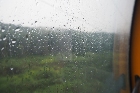 after raining from windowの写真素材