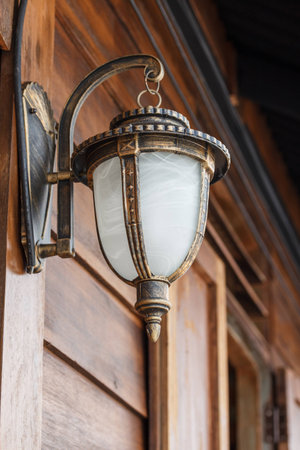 Delux lamp hang on the wood wall.の写真素材