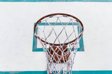 Close up basketball hoopの写真素材