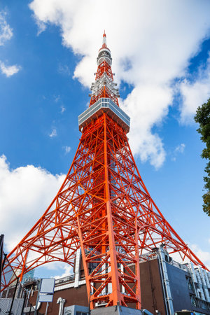 Tokyo tower with blue skyの写真素材