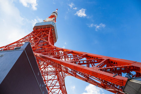 Tokyo tower with blue skyのeditorial素材