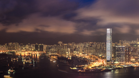 Mid-Levels, Hong Kong - October 24, 2016 : This scene of concrete forest of commercial buildings was...