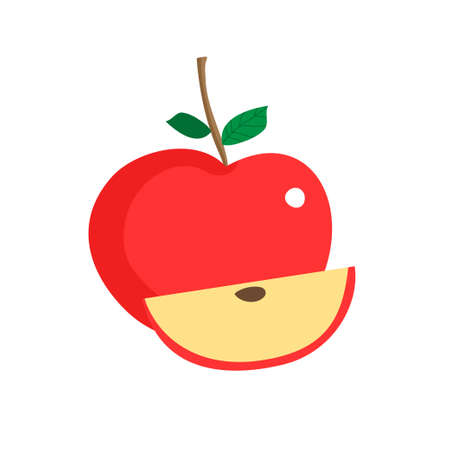 Apple fruit vector icon illustration. Apple and slices of apple. fruit Icon concept white isolated. Hand drawn style suitable for web landing page, banner, flyer, sticker, card.のイラスト素材