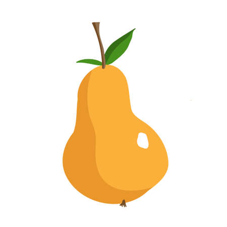 Vector illustration of pear and half of pear on a beige background. Hand-drawn fruits in bright colors. Suitable for illustrating healthy eating, recipes, local farm. Card with pears.のイラスト素材