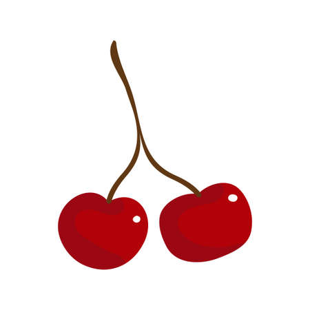 Vector cherry illustration. Isolated on a white background. Hand drawn style icon.のイラスト素材