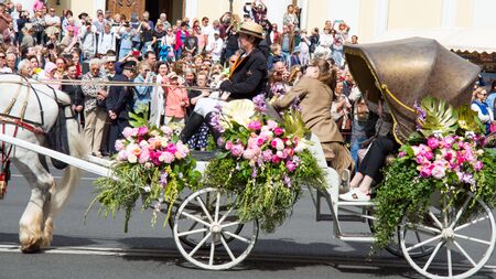 St. Petersburg, Russia-June 12, 2019. Flower festival . Nevsky prospect. Many people came to the...