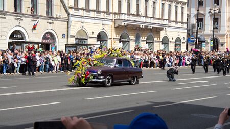 St. Petersburg, Russia-June 12, 2019. Flower festival . Nevsky prospect. Many people came to the...