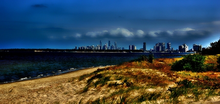 Rolling Clouds Over The Cityの写真素材