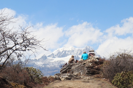 Scenic Dzongri at an altitude of 3900 meters on the national craft industry Geochala Trek to Kanchenjunga の写真素材