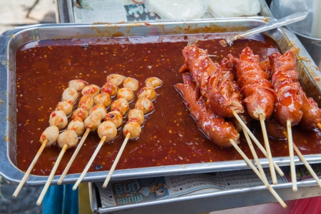 fish ball grill stickの写真素材