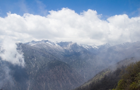 Dzongri scenic view point of Kanchenjunga Nation park Sikkim Indiaの写真素材