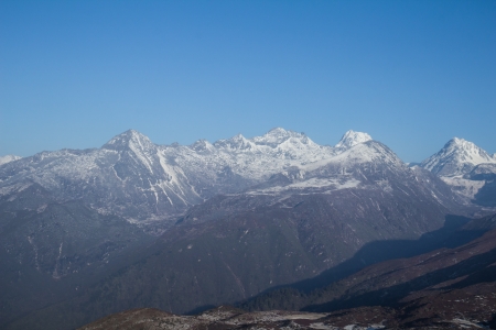 Scenic Dzongri at an altitude of 3900 meters on  Geochala Trek to Kanchenjunga nation park Sikkim Indiaの写真素材