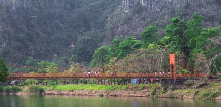 Bridge of Vang Vieng Laosの写真素材