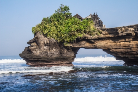 Pura Hindu near Pura Tanah Lot at beach Bali Indonesiaの写真素材
