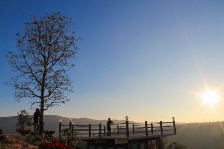 Sunset  at mountain in Thailandの写真素材