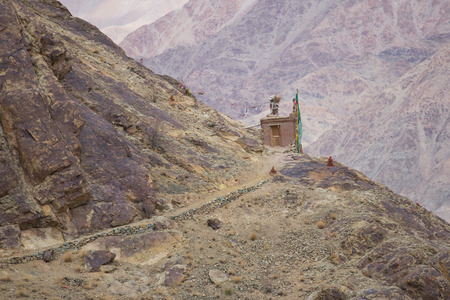 Scenic view old temple on mountain in Indiaの写真素材