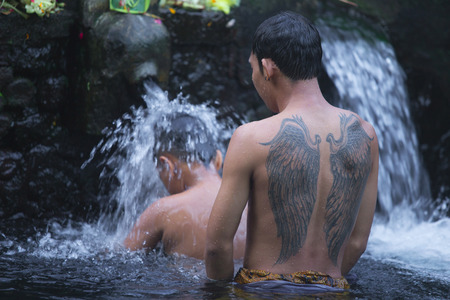 Holy Spring Water Tirta Empul Hindu Temple , Bali Indonesiaのeditorial素材