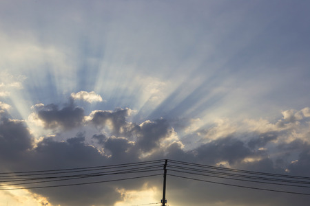 Beautiful sky with sun beamの写真素材