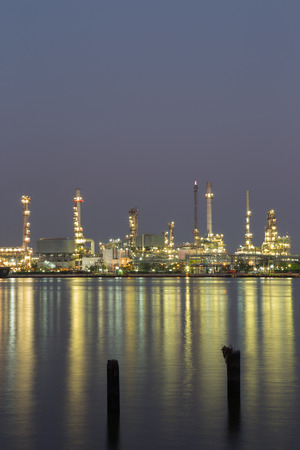 Oil refinery at twilight Bangkok Thailandの写真素材