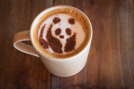 Coffee cappucino with panda bearの写真素材