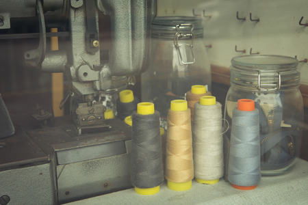 Thread  with old sewing , vintage picture style